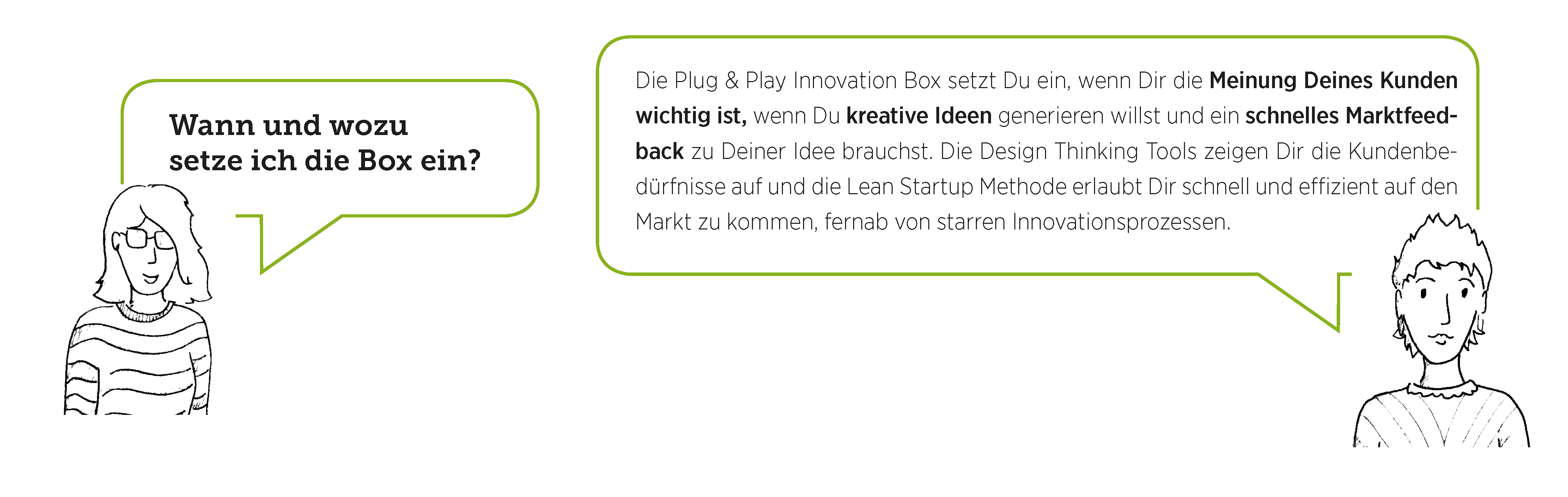 Plug and Play Innovationbox des Green Tech Valley Clusters - Comic - Warum soll ich mit der Box arbeiten?