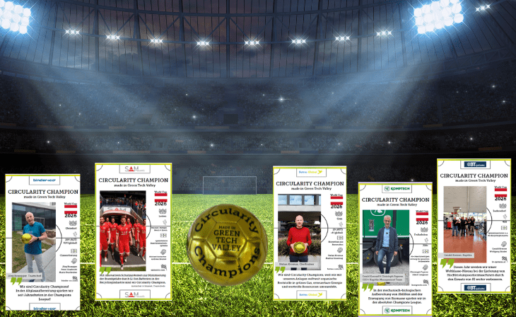 Die „Circularity Champions made in Green Tech Valley“ stehen für innovative & global erfolgreiche Kreislaufwirtschaft. Diese Teams berichten live vom Spielfeld. (c) Green Tech Valley