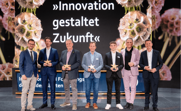 v.l.n.r. Sebastian Schuschnig, Clemens Rössler (Infineon), Michael Gruber (avemoy), Christoph Joham (Kompetenzzentrum Holz), Paul Glaunach (Glaunach), Roland Waldner und Daniel Fellner (c) Stefan Reichmann